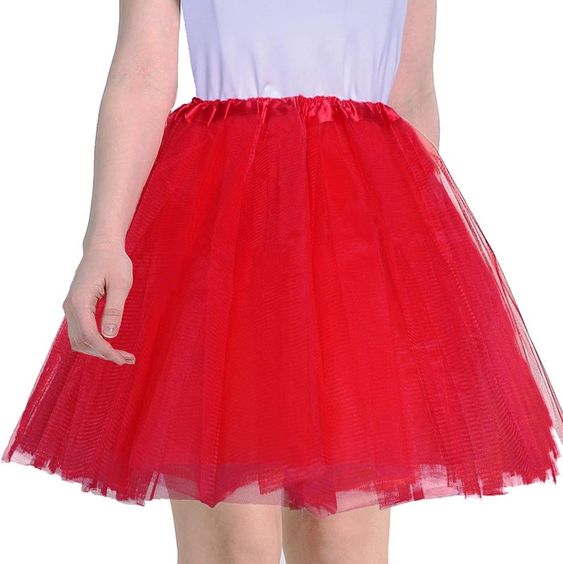 Phantomon Tutu Skirt Women's Teens Classic Elastic 4 Layered Tulle Ballet Tutu Skirt, Adult Size Non See-Through - Image 1