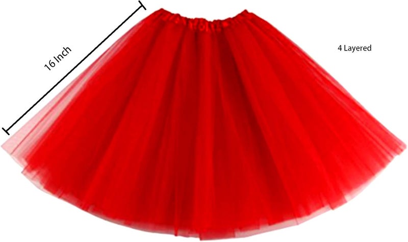 Phantomon Tutu Skirt Women's Teens Classic Elastic 4 Layered Tulle Ballet Tutu Skirt, Adult Size Non See-Through - Image 5