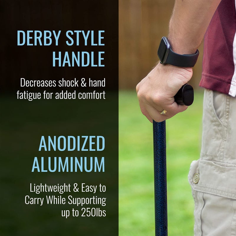 DMI Lightweight Aluminum Adjustable Walking Cane with Derby-Top Handle for Men and Women, Blue Ice - Image 4