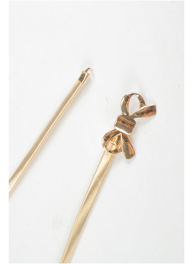 Generic Golden Metal Spring Belt for Her - Bowtie  - Image 3