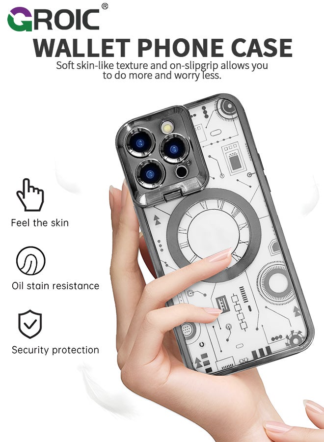 GROIC Case for iPhone 15 Pro 6.1 Inch with Built-in Camera Stand, Compatible with MagSafe, Camera Ring Stand Magnetic Phone Case for iPhone 15 Pro Shockproof Transparent Phone Cover - Image 3