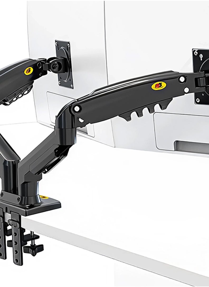 AL DARRA  AL WAQI Dual Monitor Arm for 17" to 27" Screens, Each Arm Supports up to 9kg, Gas Spring Adjustable Arm with Height/Tilt/Swivel/Rotation, VESA 75 or 100 mm, Black Color  - Image 3
