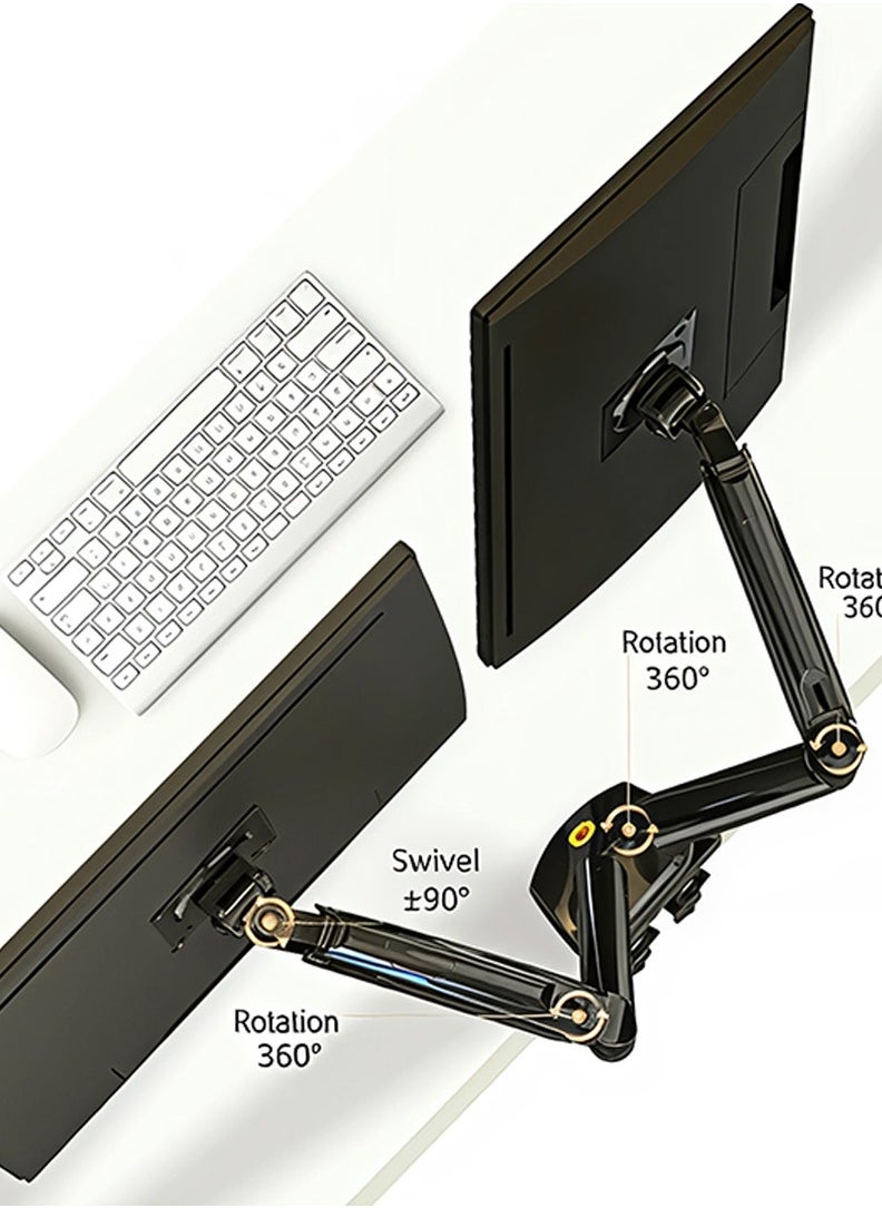 AL DARRA  AL WAQI Dual Monitor Arm for 17" to 27" Screens, Each Arm Supports up to 9kg, Gas Spring Adjustable Arm with Height/Tilt/Swivel/Rotation, VESA 75 or 100 mm, Black Color  - Image 5