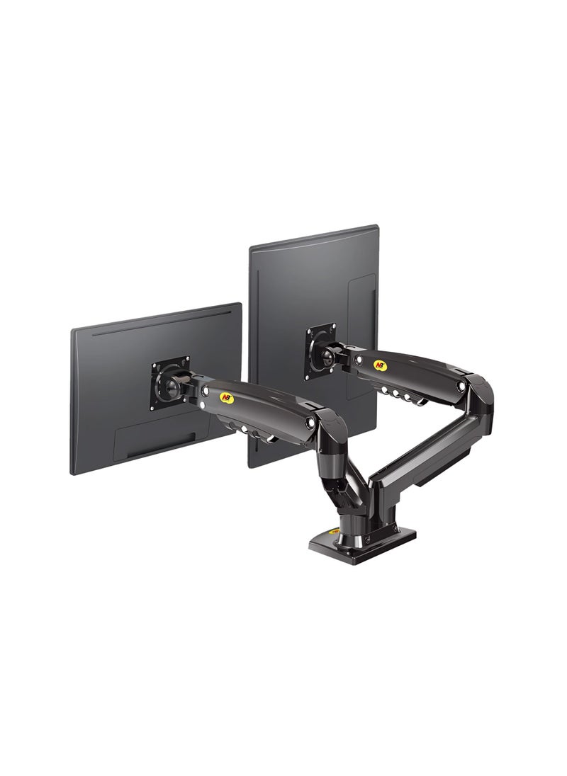 AL DARRA  AL WAQI Dual Monitor Arm for 17" to 27" Screens, Each Arm Supports up to 9kg, Gas Spring Adjustable Arm with Height/Tilt/Swivel/Rotation, VESA 75 or 100 mm, Black Color  - Image 1