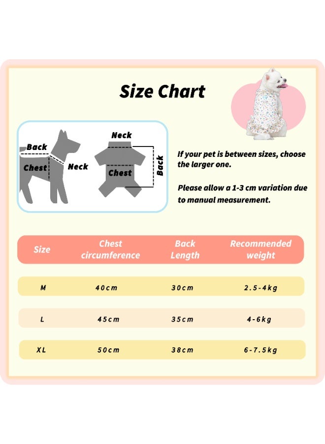Summer Breathable Pet Dress with D-Ring - Ultra-Thin Multi-color Floral Puppy Outfit, Blue Red & Green Ruffled Hem Cat & Dog Clothes, Functional Instagram-ready  Cool Pet Apparel, Size L - Image 2