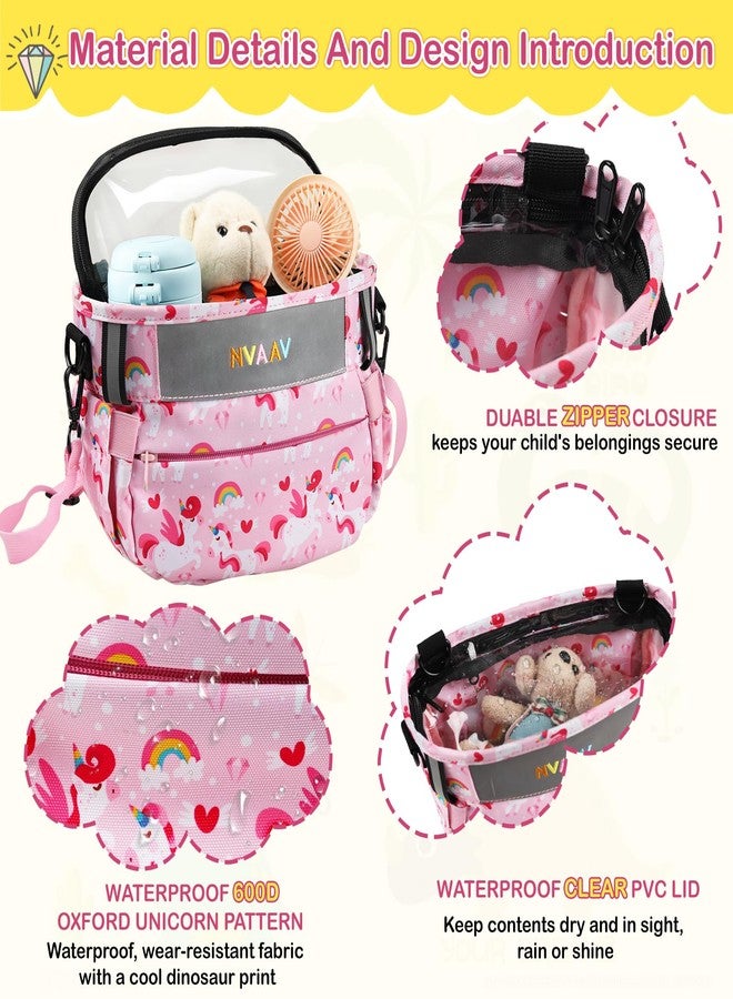 NVAAV Kids Bike Basket, Unicorn Pattern Kid Bicycle Front Handlebar Bag with Reflective Safety Strap, 600D Waterproof Fabric Children's Basket Bags for Boys, Girls, Toddlers Bikes or Scooter Balance - Image 3