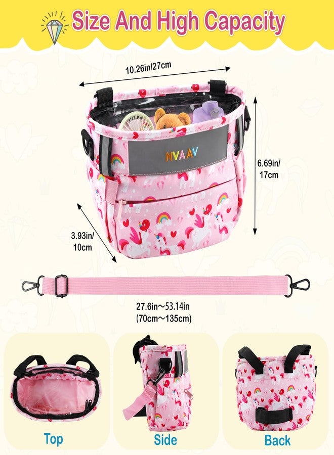 NVAAV Kids Bike Basket, Unicorn Pattern Kid Bicycle Front Handlebar Bag with Reflective Safety Strap, 600D Waterproof Fabric Children's Basket Bags for Boys, Girls, Toddlers Bikes or Scooter Balance - Image 2