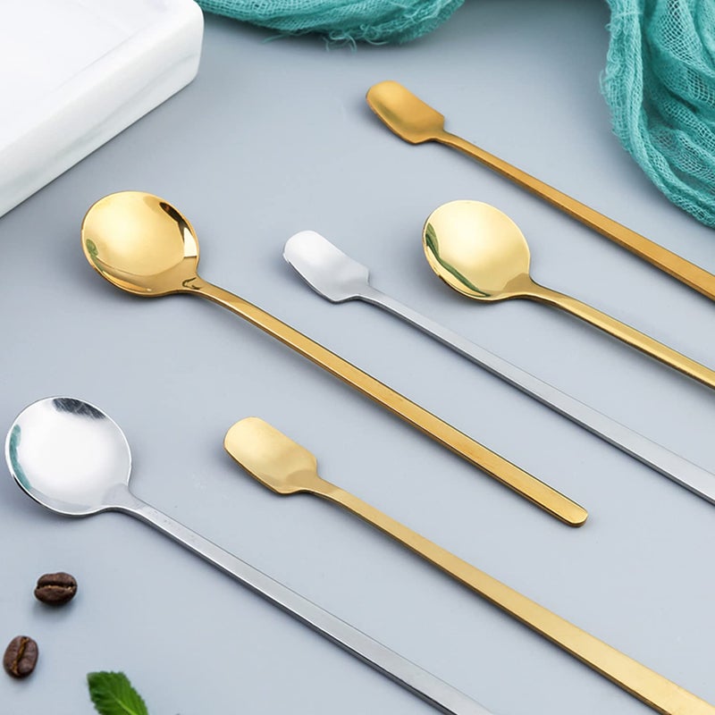 JtmyAota 4 Pack Stainless Steel Coffee Spoon, 6.7 Inch Stirring Spoons, Cocktail Stirring Spoons for Coffee Tea Dessert Cake Ice Cream Cappuccino (Silver) - Image 4