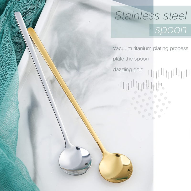 JtmyAota 4 Pack Stainless Steel Coffee Spoon, 6.7 Inch Stirring Spoons, Cocktail Stirring Spoons for Coffee Tea Dessert Cake Ice Cream Cappuccino (Silver) - Image 3