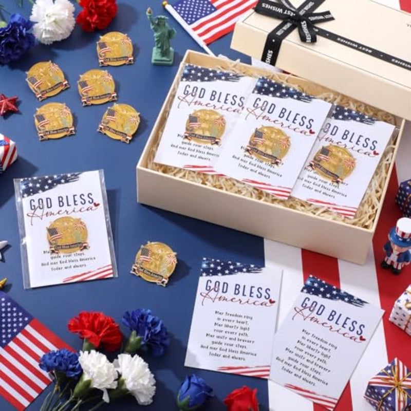 Liliaafar/// Pcs 250th Anniversary Lapel Pin Gifts American Flag Lapel Pins with God Bless America Card for Independence Day 4th of July Patriotic Event - Image 5