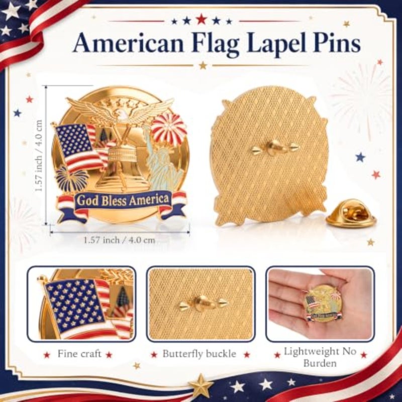 Liliaafar/// Pcs 250th Anniversary Lapel Pin Gifts American Flag Lapel Pins with God Bless America Card for Independence Day 4th of July Patriotic Event - Image 2