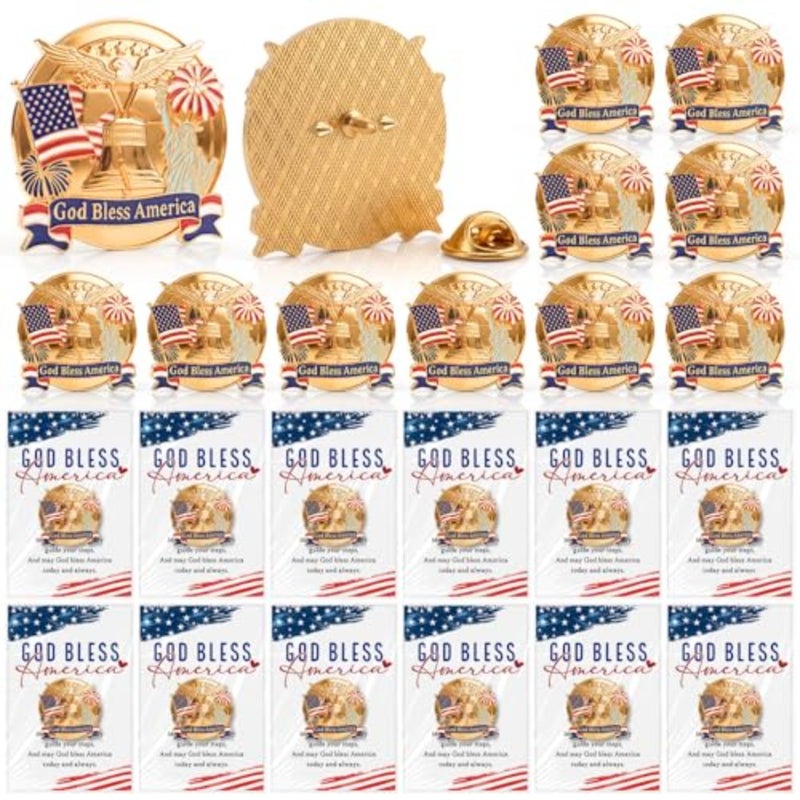 Liliaafar/// Pcs 250th Anniversary Lapel Pin Gifts American Flag Lapel Pins with God Bless America Card for Independence Day 4th of July Patriotic Event - Image 1