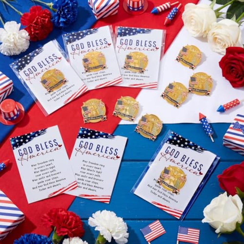 Liliaafar/// Pcs 250th Anniversary Lapel Pin Gifts American Flag Lapel Pins with God Bless America Card for Independence Day 4th of July Patriotic Event - Image 4