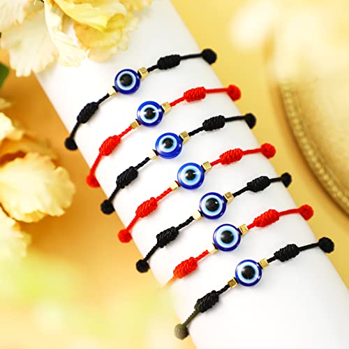 Sureio 32 Pieces Evil Eye Bracelets Adjustable Evil Eye String Knot Bracelet Good Luck Amulet Bangle Braided Rope Charm Strand for Women Men(Red, Black, Blue) - Image 3