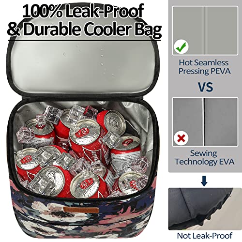 Vankor Camping Cooler Backpack 30 Cans Soft Backpack Coolers Insulated Leak Proof Travel Cooler Bag Waterproof Lunch Picnic Beach Work Trip Thermal Bag Drink Beverage Beer Bag Cooler Floral Painting - Image 3
