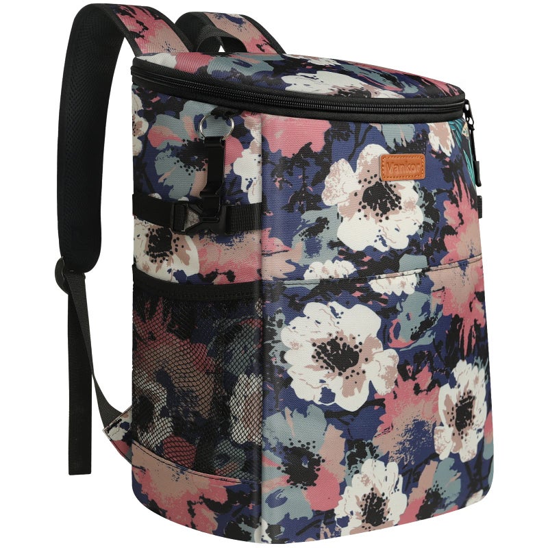 Vankor Camping Cooler Backpack 30 Cans Soft Backpack Coolers Insulated Leak Proof Travel Cooler Bag Waterproof Lunch Picnic Beach Work Trip Thermal Bag Drink Beverage Beer Bag Cooler Floral Painting - Image 2