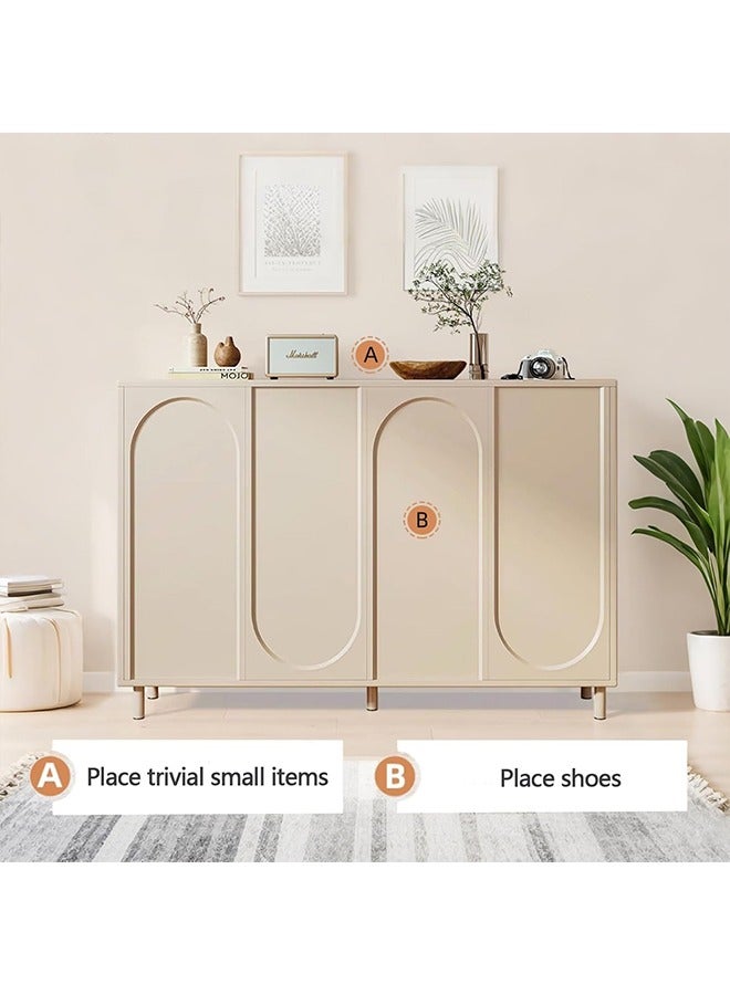 بيوينتي خزانة الأحذية مع الأبواب خزانة الأحذية المستقلة مع الدرجات والخزانات منظم ضيق حديث مع قسم قابل للتعديل لغرفة النوم في الممر ومدخل (فتح أربعة أبواب) - Image 4