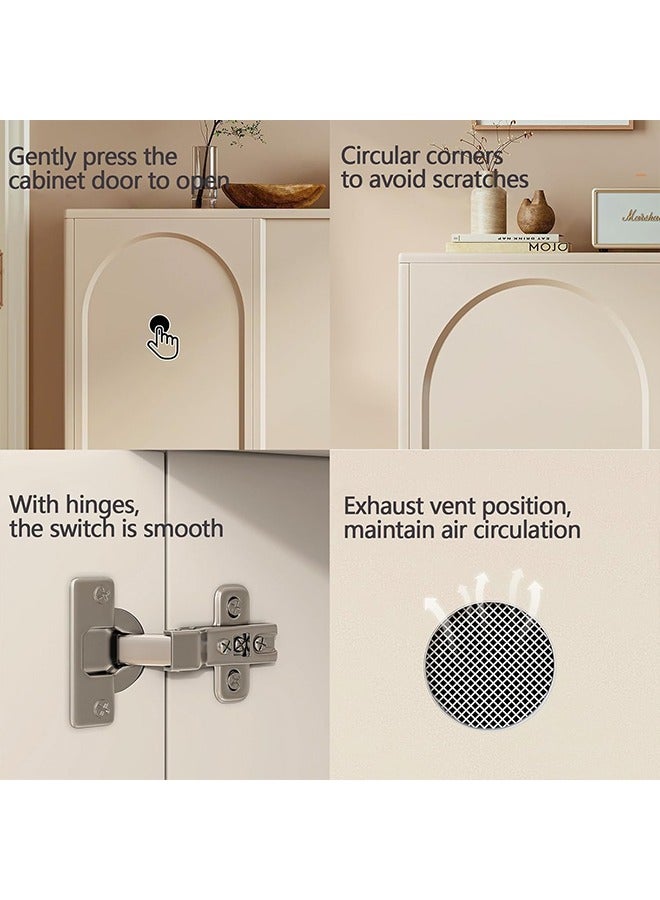 بيوينتي خزانة الأحذية مع الأبواب خزانة الأحذية المستقلة مع الدرجات والخزانات منظم ضيق حديث مع قسم قابل للتعديل لغرفة النوم في الممر ومدخل (فتح أربعة أبواب) - Image 5