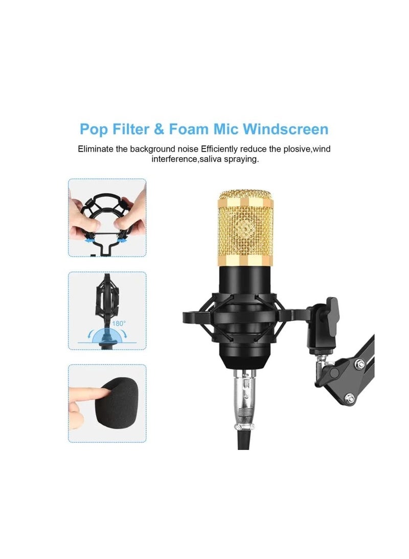 BM 800 Condenser Microphone for PodcastStudio Recording Condenser Microphone Set with Shock Mount XLR Cable Windscreen for Mic for Vloging Gaming Youtube BM800 - Image 2