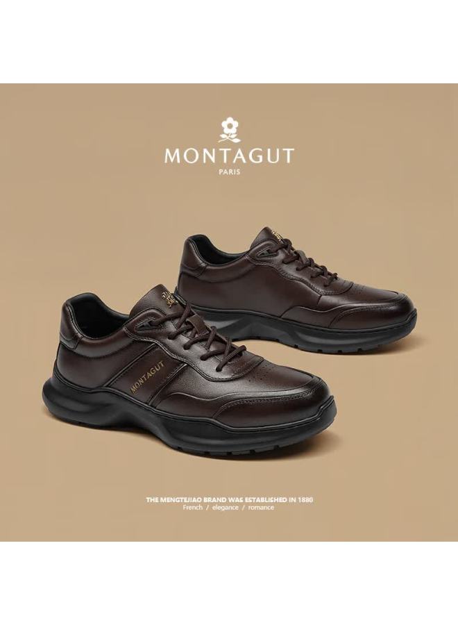 Montagut Genuine Leather Men's Shoes Spring New Casual Soft Sole High-end Breathable Lightweight Luxury Business Leather Shoes For Men - Image 2