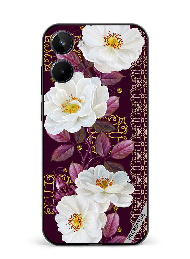 VR CREATIVE Protective Case Cover For Realme 10 Vertical Floral Border Pattern Design Multicolour - Image 1