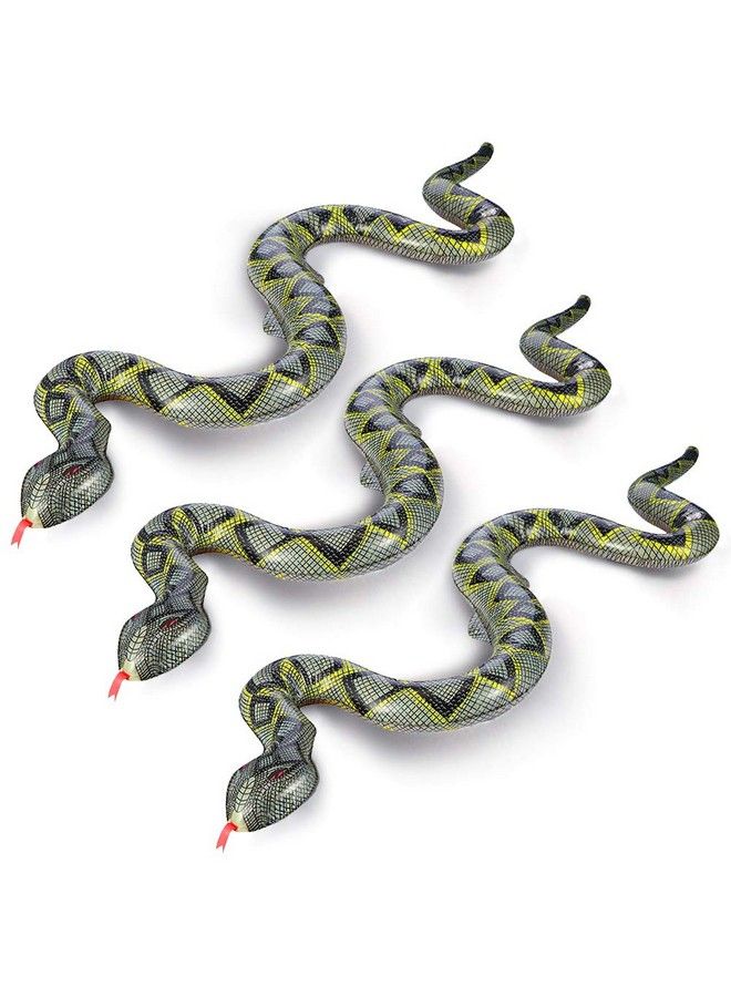 FuturePlusX ثعبان قابل للنفخ، 3 قطع ثعبان زائف عائم لحمام السباحة، ثعابين قابلة للنفخ للحديقة - Image 1