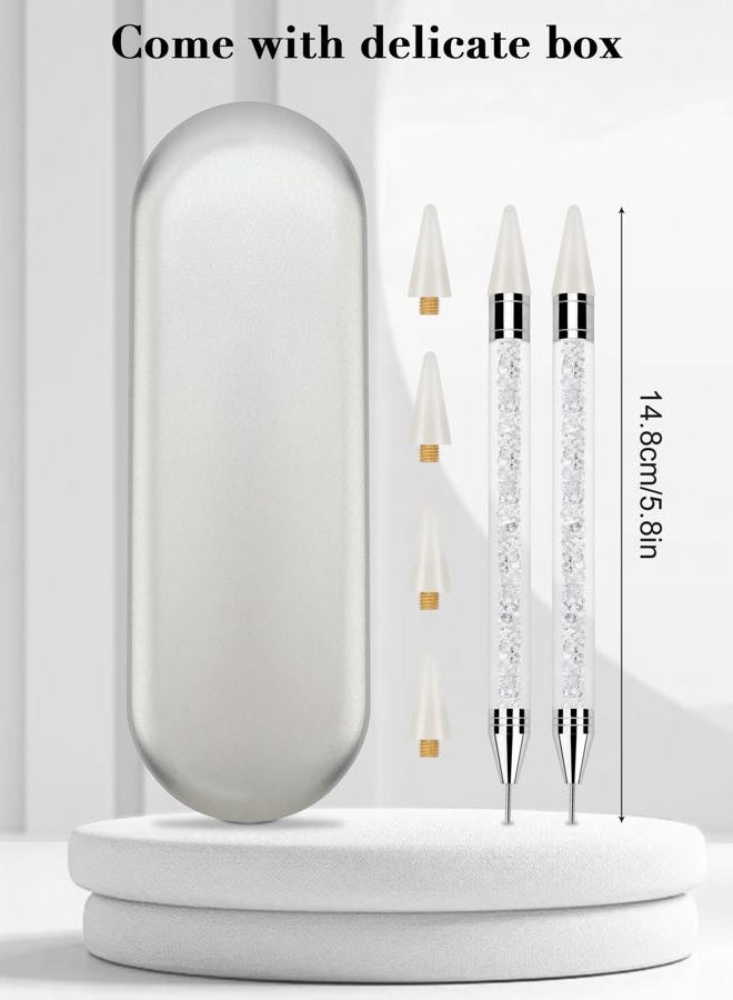 Rolybag Rhinestone Picker Tool, 2PCS Rhinestone Applicator Tool Dotting Wax Pen Dual-Ended with 4PCS Replaceable Wax Tips for DIY Nail Art Tool (White) - Image 5