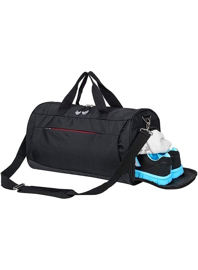 JOUDIYA Gym Bag for Men Women, Sports Duffel Bag with Shoes Compartment and Wet Pocket, Small Duffle Bags for Swimming Basketball, Carry on Overnight Bag for Travel, Black (30 L) - Image 1