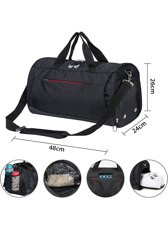 JOUDIYA Gym Bag for Men Women, Sports Duffel Bag with Shoes Compartment and Wet Pocket, Small Duffle Bags for Swimming Basketball, Carry on Overnight Bag for Travel, Black (30 L) - Image 2