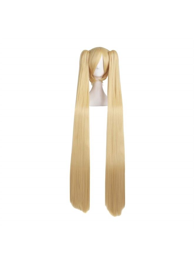 MapofBeauty 48" Straight 2 Clip On Ponytails Cosplay Costume Wig (Orange Yellow)  - Image 1