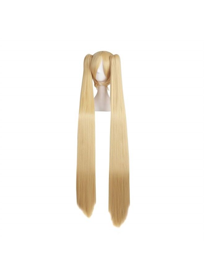 MapofBeauty 48" Straight 2 Clip On Ponytails Cosplay Costume Wig (Orange Yellow)  - Image 3