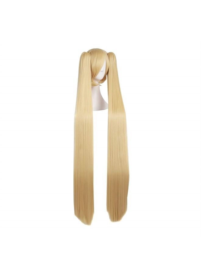 MapofBeauty 48" Straight 2 Clip On Ponytails Cosplay Costume Wig (Orange Yellow)  - Image 2