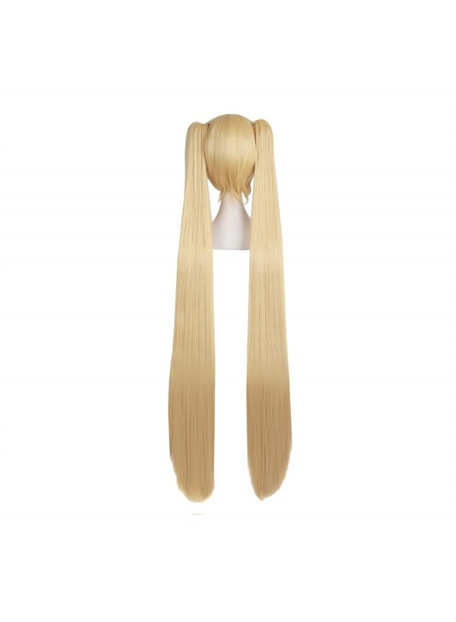 MapofBeauty 48" Straight 2 Clip On Ponytails Cosplay Costume Wig (Orange Yellow)  - Image 4