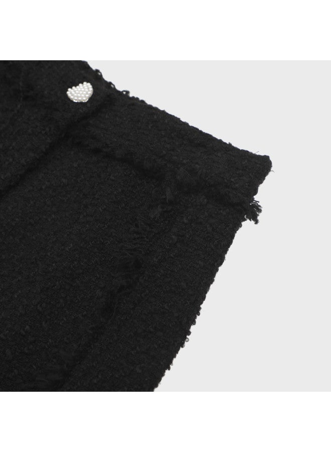 Zara Kids' Straight-leg Pants With Split Hem, Fringe Detail, And Textured Fabric In Chic Style - Image 5