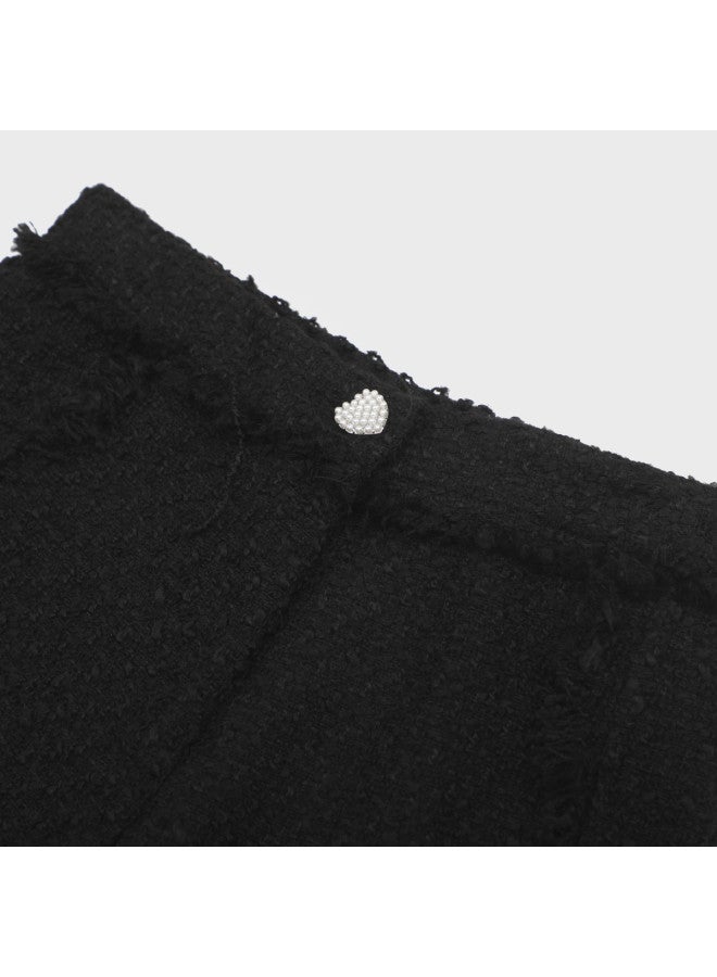 Zara Kids' Straight-leg Pants With Split Hem, Fringe Detail, And Textured Fabric In Chic Style - Image 4