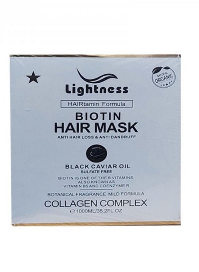 Lightness BIOTIN Hair Mask Anti Hair Loss And Anti Frizz Black Caviar Oil 1000 ML  - Image 2