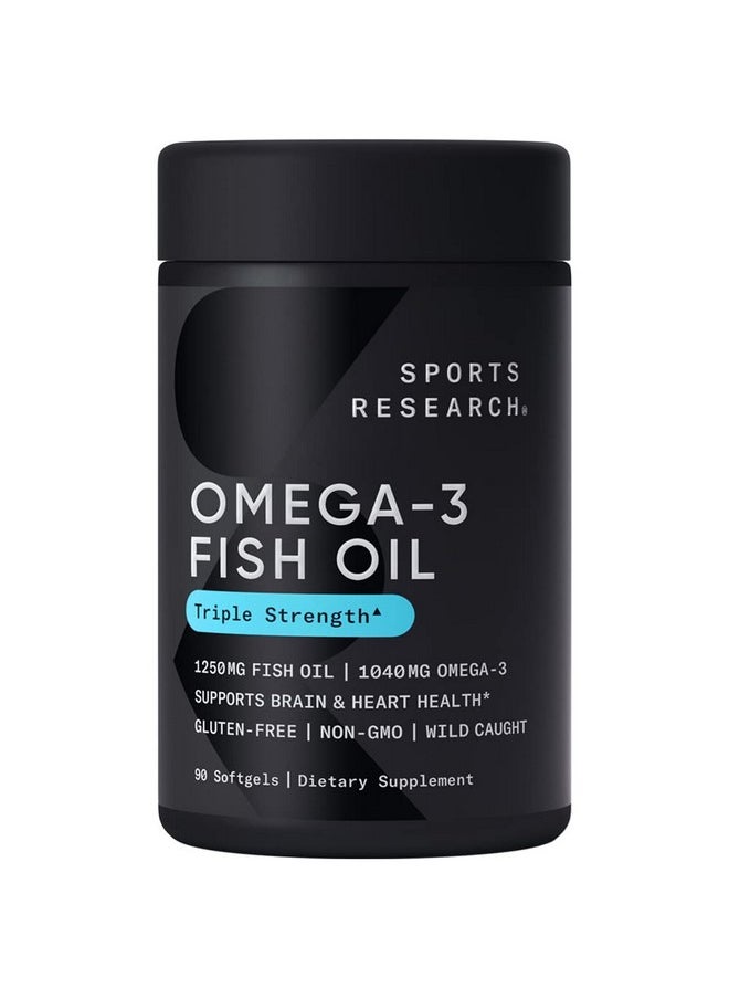 SPORTS RESEARCH Triple Strength Omega 3 Fish Oil Burpless Fish Oil Supplement W/Epa & Dha Fatty Acids From Wild Alaskan Pollock Heart Brain & Immune Support For Men & Women 1250 Mg 90 Ct  - Image 2