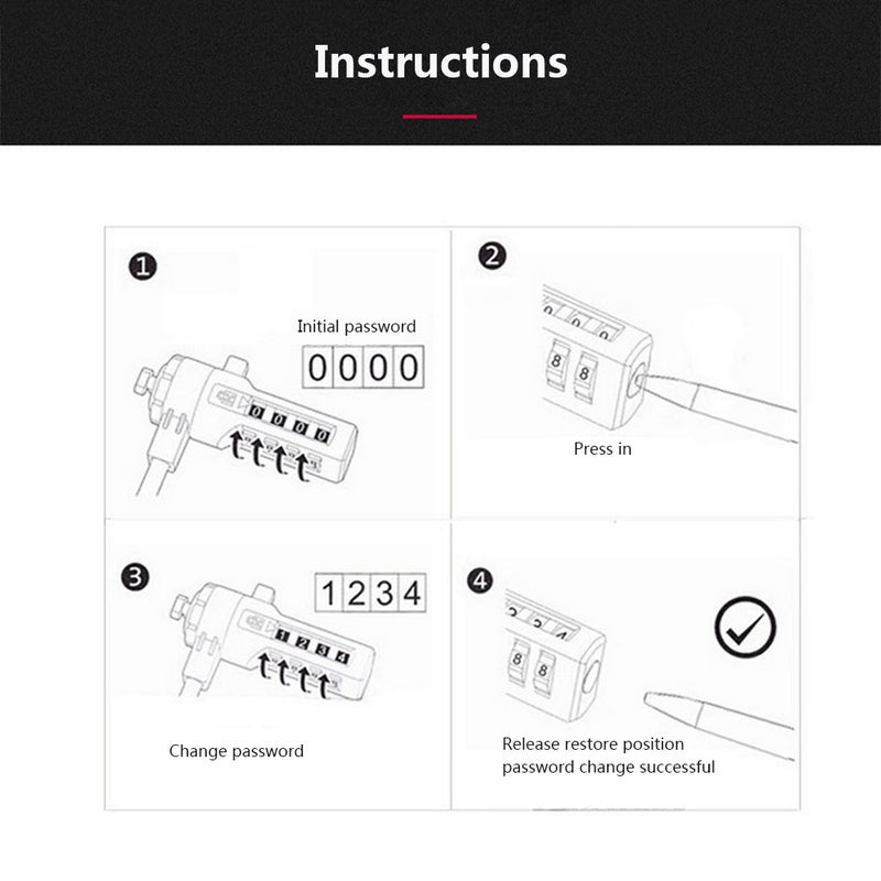 Laptop Coded Lock Intelligent Anti-theft Security Lock 1.2m High Quality Wire Rope Alloy Computer Lock - Image 3