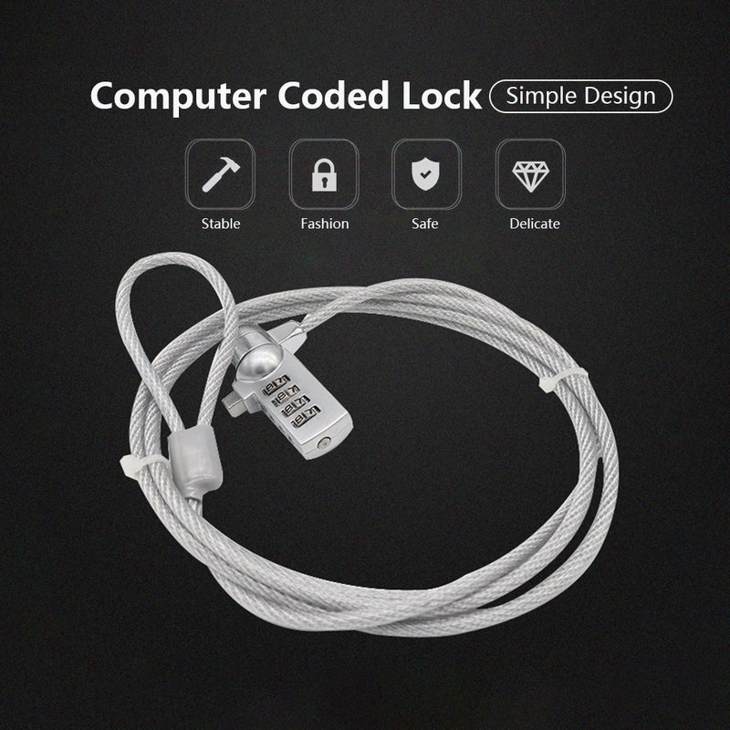 Laptop Coded Lock Intelligent Anti-theft Security Lock 1.2m High Quality Wire Rope Alloy Computer Lock - Image 4
