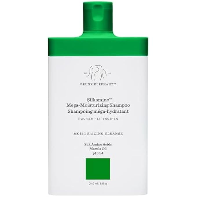 Drunk Elephant SILKAMINO MEGA-MOISTURIZING SHAMPOO - 240 ML/8 FL OZ - SILK AMINO ACIDS - CLEAN CLINICAL - SULFATE-FREE - CRUELTY-FREE - DERMATOLOGIST-TESTED - FREE OF ESSENTIAL OILS, SILICONES, SLS - Image 1