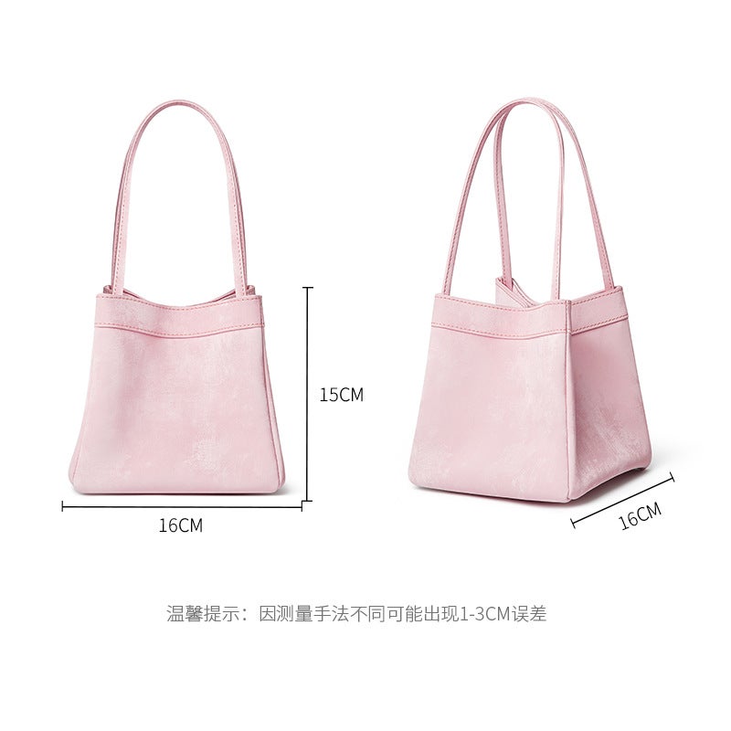 New Chinese Style National Style Vegetable Basket Bag Satin Genuine Leather Small Square Bag Large Capacity Niche Portable Bucket Bag Shoulder Crossbody Bag - Image 5