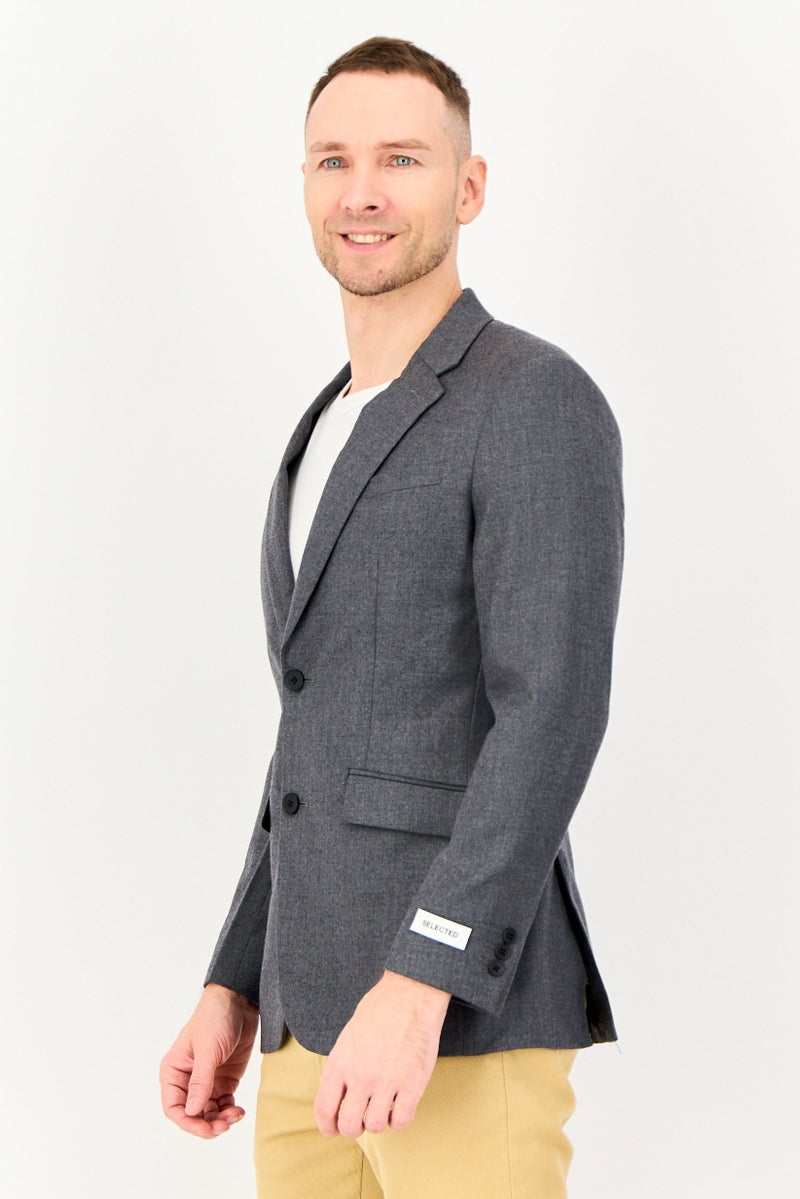 SELECTED Men Regular Fit Heather Formal Blazer, Grey - Image 2