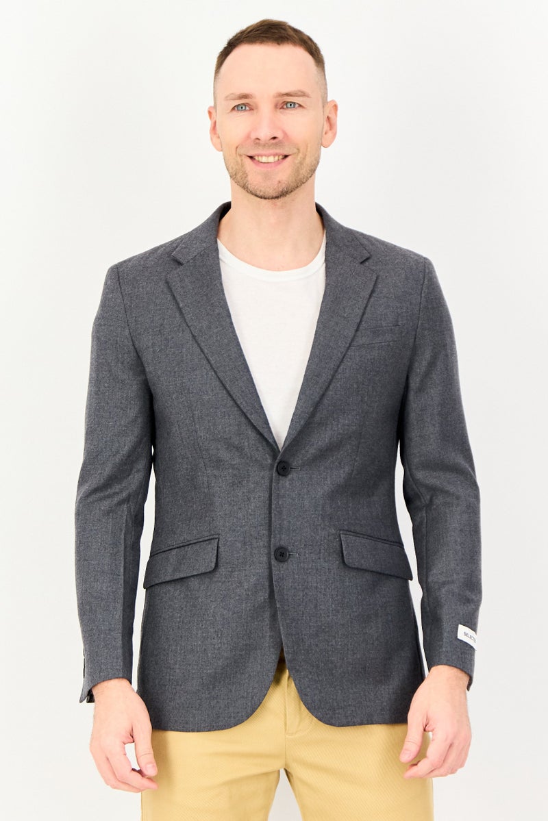 SELECTED Men Regular Fit Heather Formal Blazer, Grey - Image 1