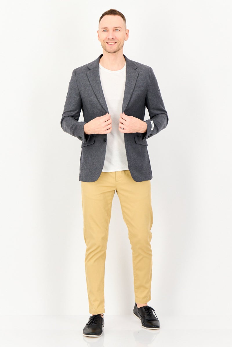 SELECTED Men Regular Fit Heather Formal Blazer, Grey - Image 3