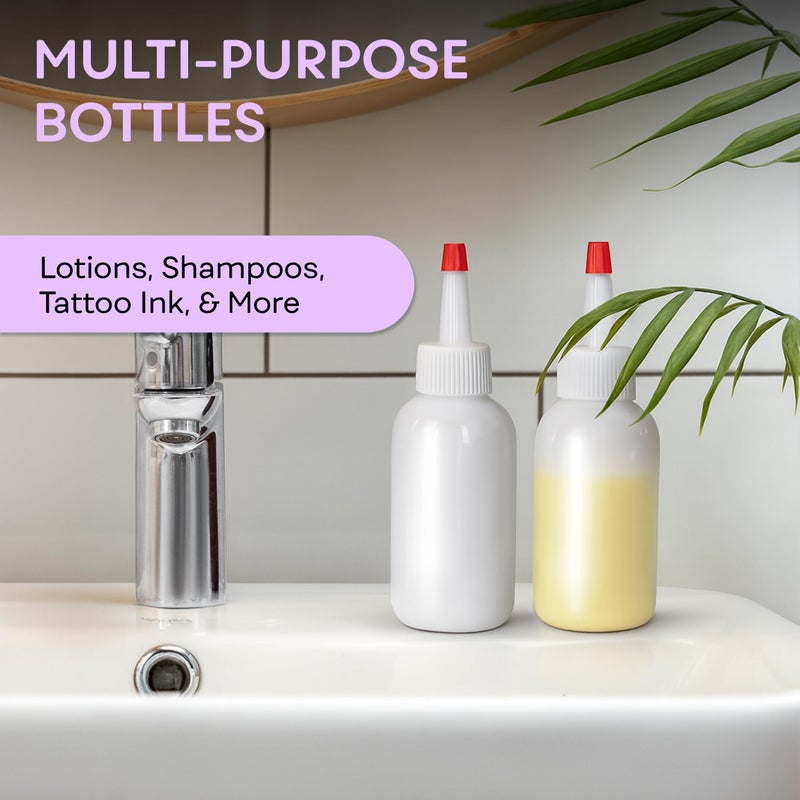 BRIGHTFROM Squeeze Hair Color Applicator Bottles with Red Top Cap, 4 OZ Empty Plastic Containers, Refillable, Leak Proof - Open/Close Nozzle - Multi Purpose/Coloring (Pack of 2) - Image 4
