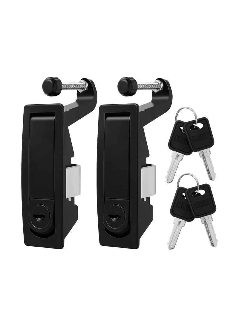 SYOSI Hand Operated Stainless Lock, 2 Pack with Keyed Lock, Heavy-Duty Black Flush-Mount Trigger Compression Lever Latches, Ideal for Boat Deck, Cabinets, Security, with 4 Keys Included, Easy Installation - Image 1