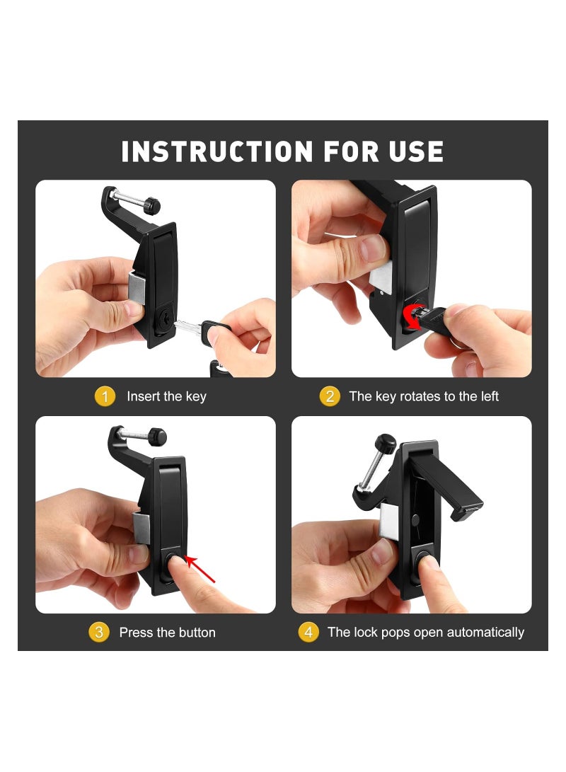 SYOSI Hand Operated Stainless Lock, 2 Pack with Keyed Lock, Heavy-Duty Black Flush-Mount Trigger Compression Lever Latches, Ideal for Boat Deck, Cabinets, Security, with 4 Keys Included, Easy Installation - Image 4