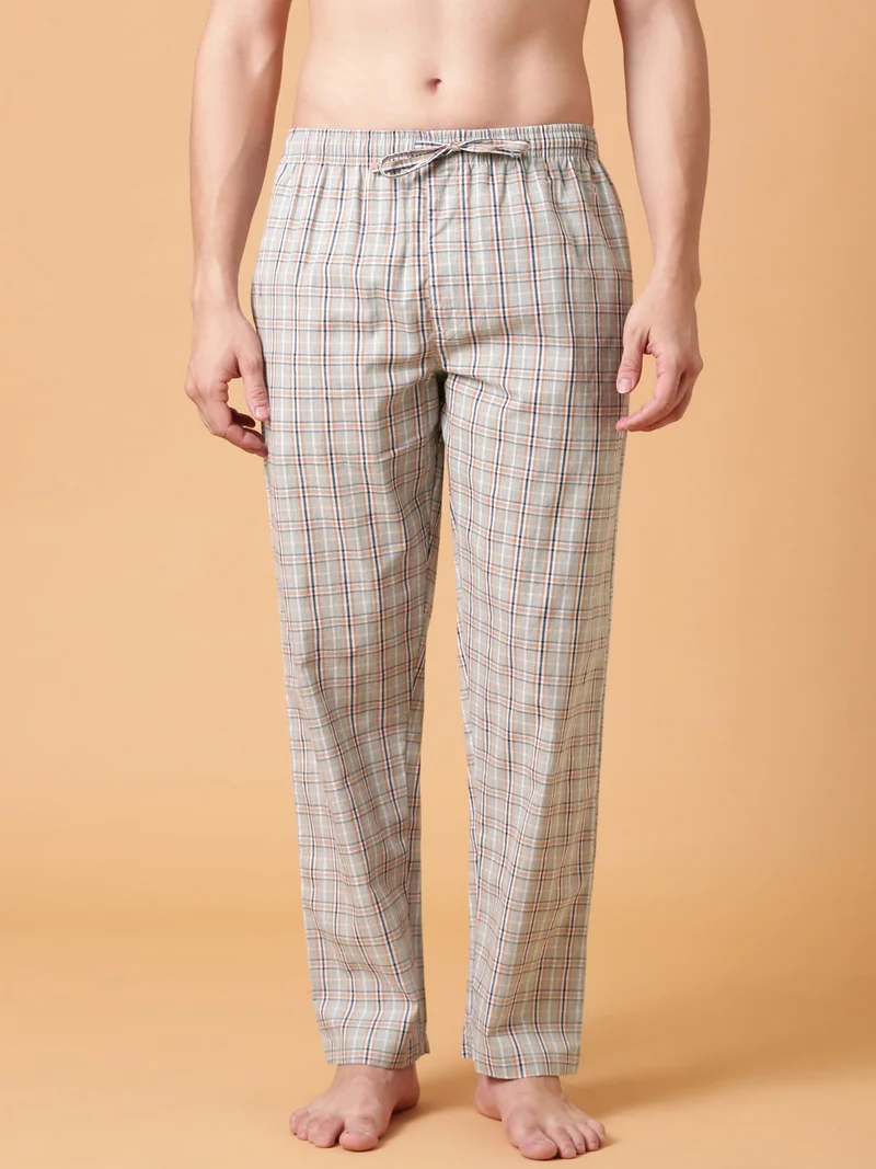 JOVEN Men Checked Cotton Lounge Pant