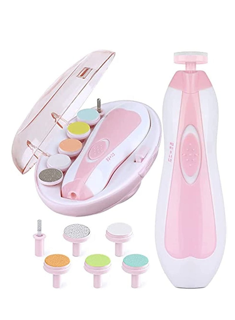 Electric Baby Nail Trimmer - Safe Toenail and Fingernails Care Trim with LED Light for Infant Toddlers Kids Adults - with 6 Interchangeable Pads and Adjustable Speed - Image 1