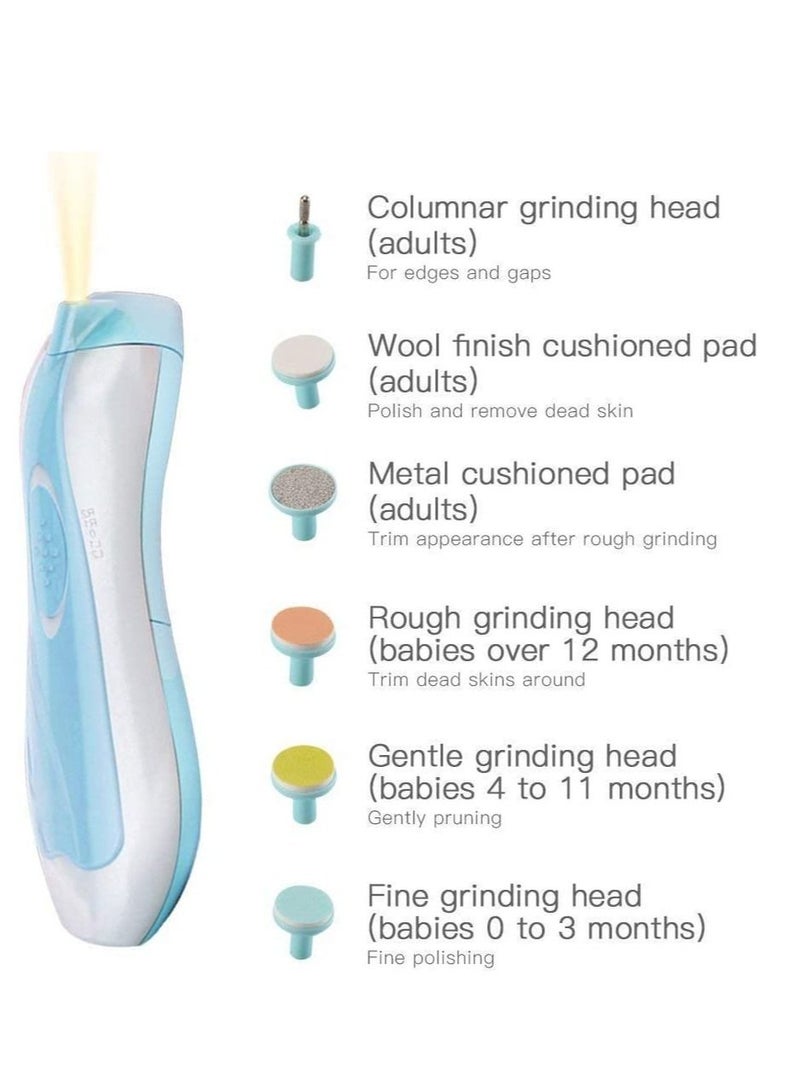 Electric Baby Nail Trimmer - Safe Toenail and Fingernails Care Trim with LED Light for Infant Toddlers Kids Adults - with 6 Interchangeable Pads and Adjustable Speed - Image 5